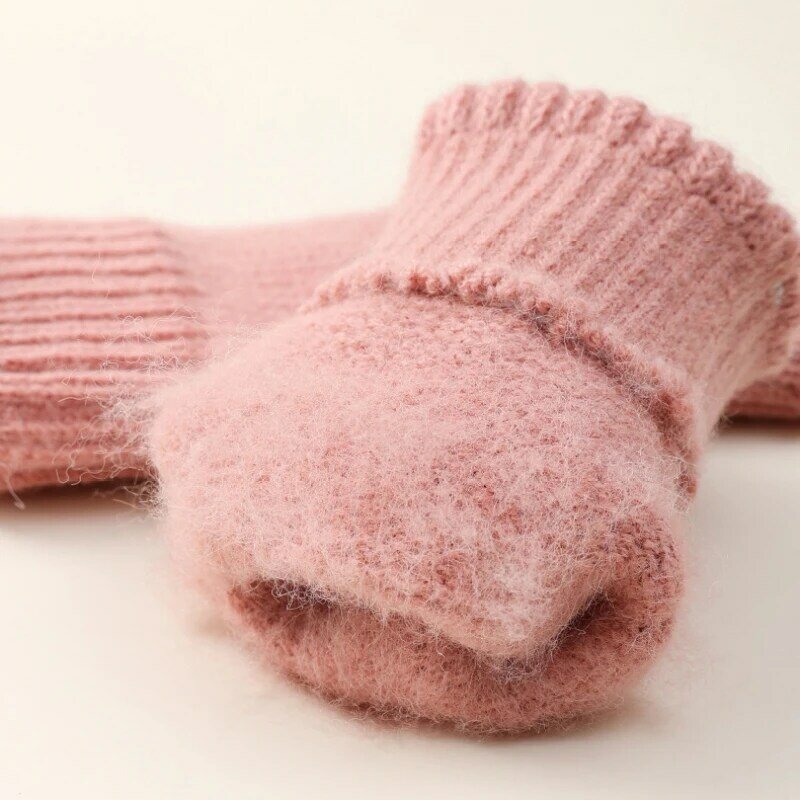Модные Простые Стильные однотонные зимние сохраняющие тепло вязаные перчатки с открытыми пальцами плотные ветрозащитные Разноцветные Милые Симпатичные