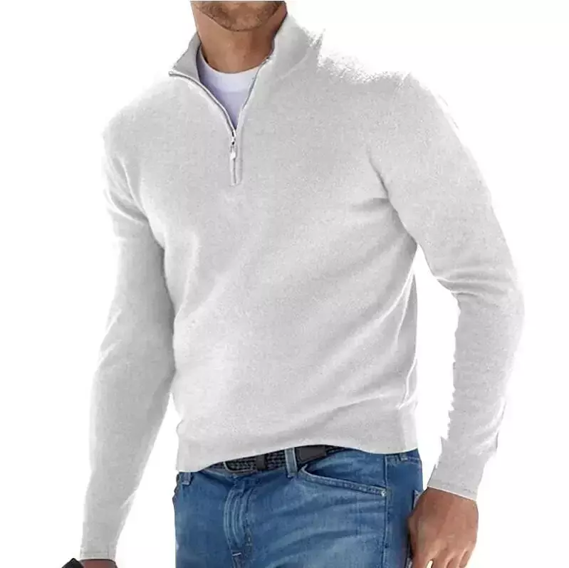 Nowa, jesienna bluza polarowa z długim rękawem i dekoltem w sero swobodny sweter koszulka Polo w jednolitym kolorze, elastyczny, wąski, ciepły sweter