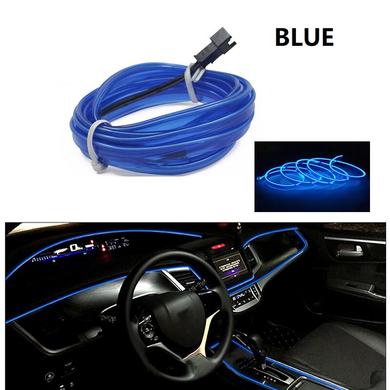 자동차 환경 El 와이어 LED USB 유연한 네온 인테리어 조명 어셈블리, RGB 조명, 자동차 장식 조명 액세서리