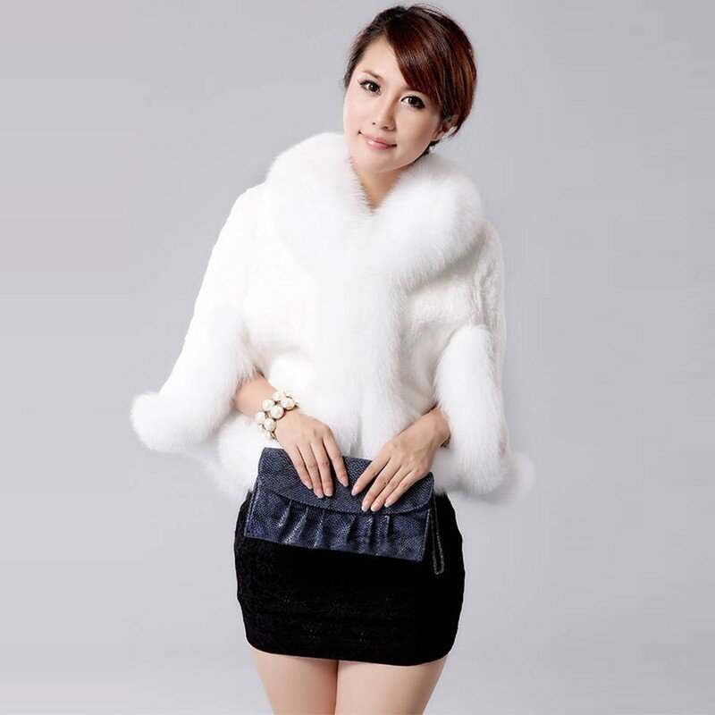 New Imitation Mink Fur Shawl Fur Coat Fox Fur Collar Woven Cape Coat Mink Fur Rabbit Fur