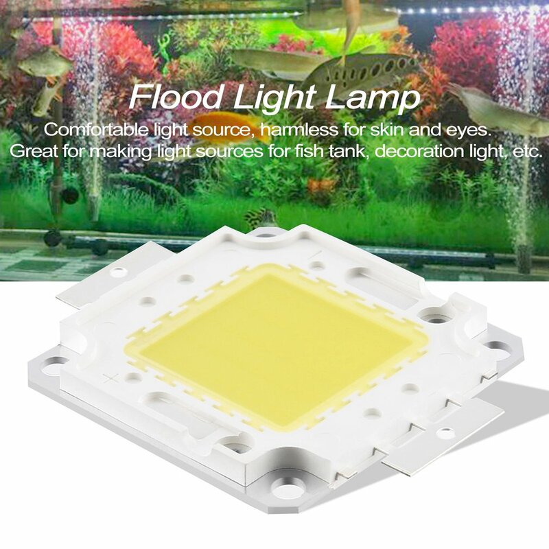 Chip de alumínio LED Lâmpada de inundação, baixo consumo, alto brilho, branco, branco quente, RGB, SMD, 50W, 5000LM
