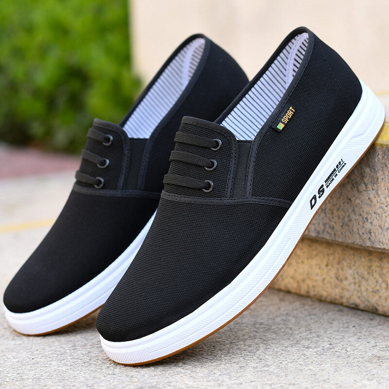 Men Loafers Shoes Simple Walking Casual Shoes for Men Slip-on Breathable Soft-soled Canvas Shoes Outdoor Non-slip Men Sneakers