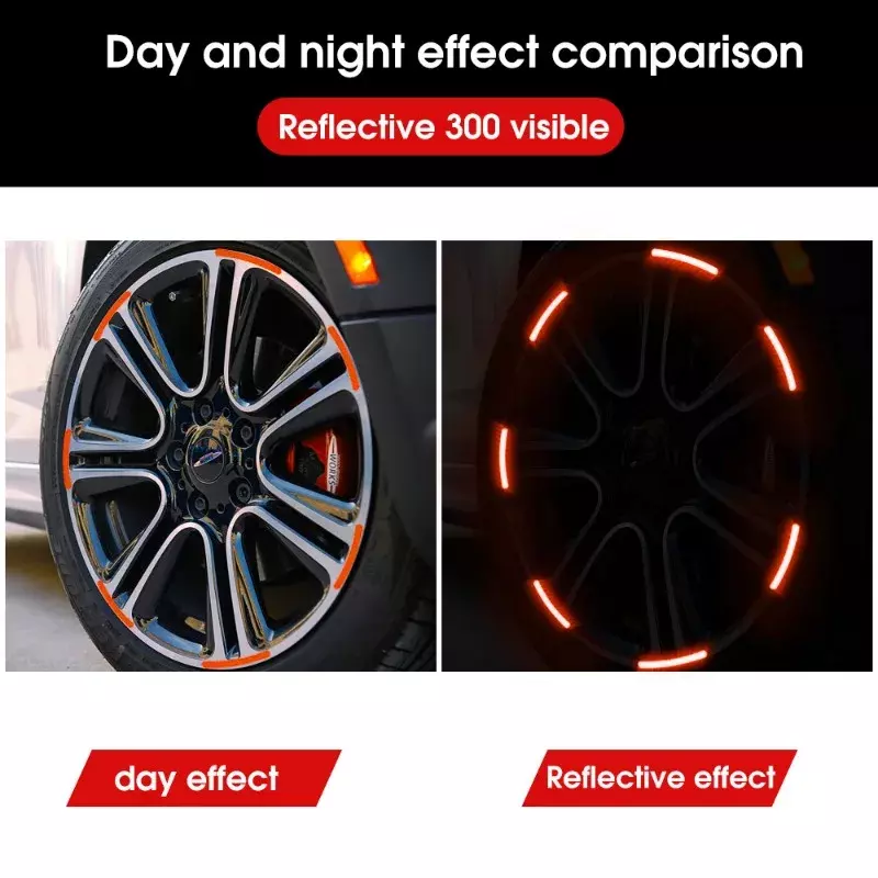 Car Wheel Hub Reflective Stickers Motorcycle Bike Warning Decoration Reflective Strip for Night Safety Driving Wheel Sticker
