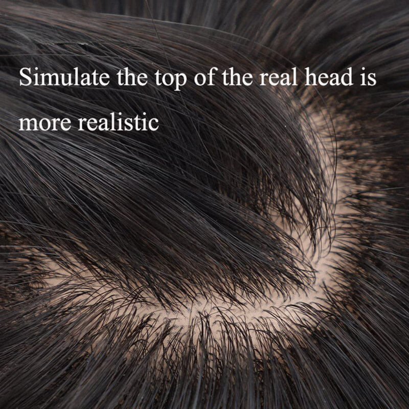 Modne naturalne puszyste biznesowe i realistyczne pełna peruka dla mężczyzn rozciągliwe siateczkowe czarne proste krótkie włosy peruki do codziennego użytku