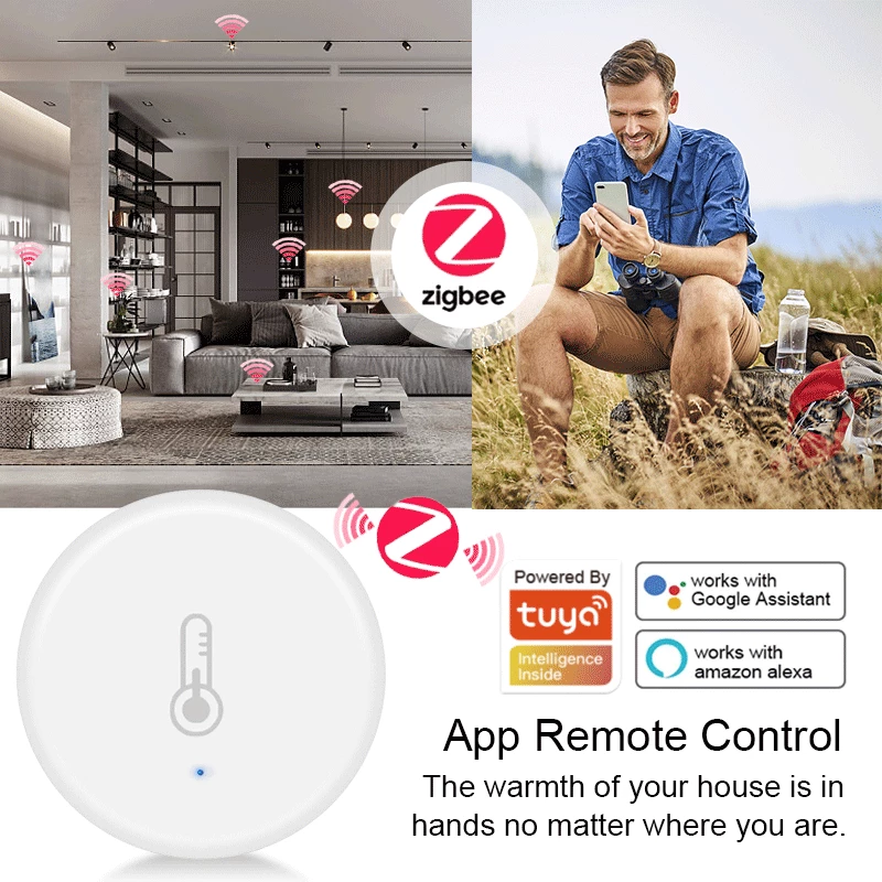 Tuya 스마트 홈 지그비 온도 및 습도 센서, 실내 온도계, 스마트 라이프 앱 원격 모니터, Zigbee2mqtt 로 작동