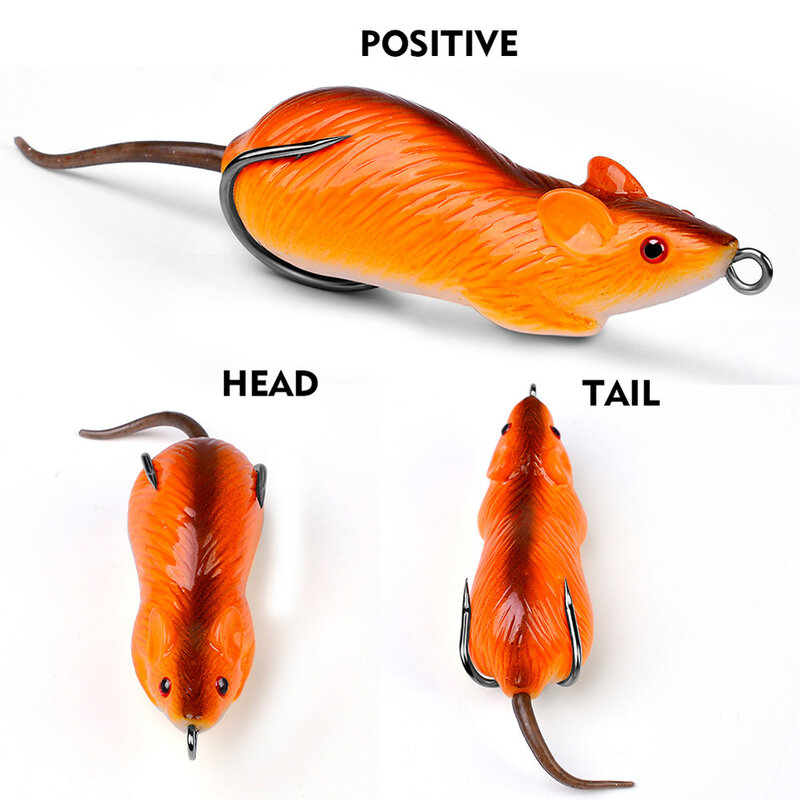 Leurre de pêche bionique en forme de souris et de rat, appât Élsouple en eau douce avec hameçons, 6cm, 11.5g