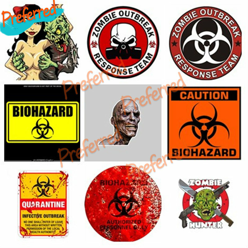 Zombie Outbreak Car Stickers Funny Decals Surf Laptop Camping Car Bumper Window Toolbox Truck Vinyl Decals