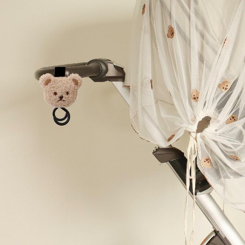 Stroller Hooks Cute Bear Figure Stroller Hook For Hanging Bags And Shopping Magic Sticker Pram Hook Mommy Essentials