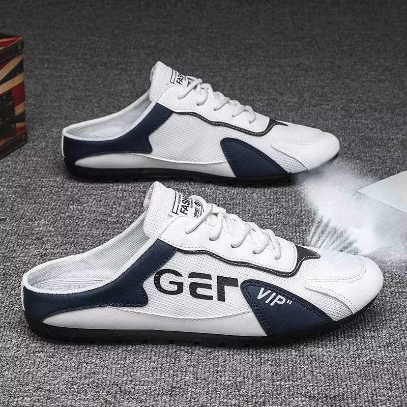 2024 New Style Half Slip-on Shoes Comfortable Flat Shoes Mesh Men Shoes Breathable Men Sneakers Comfortable Zapatos Para Hombres