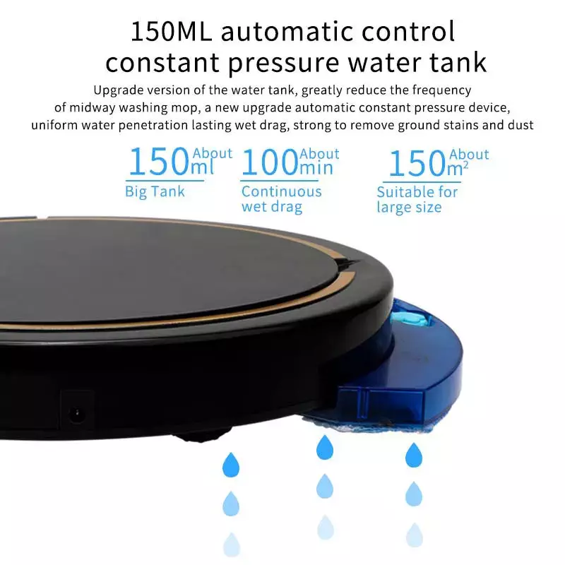 Robot aspirador inteligente con Control remoto por aplicación para el hogar, aspiradora inalámbrica de 2800PA, barrido de suelo, en seco y húmedo