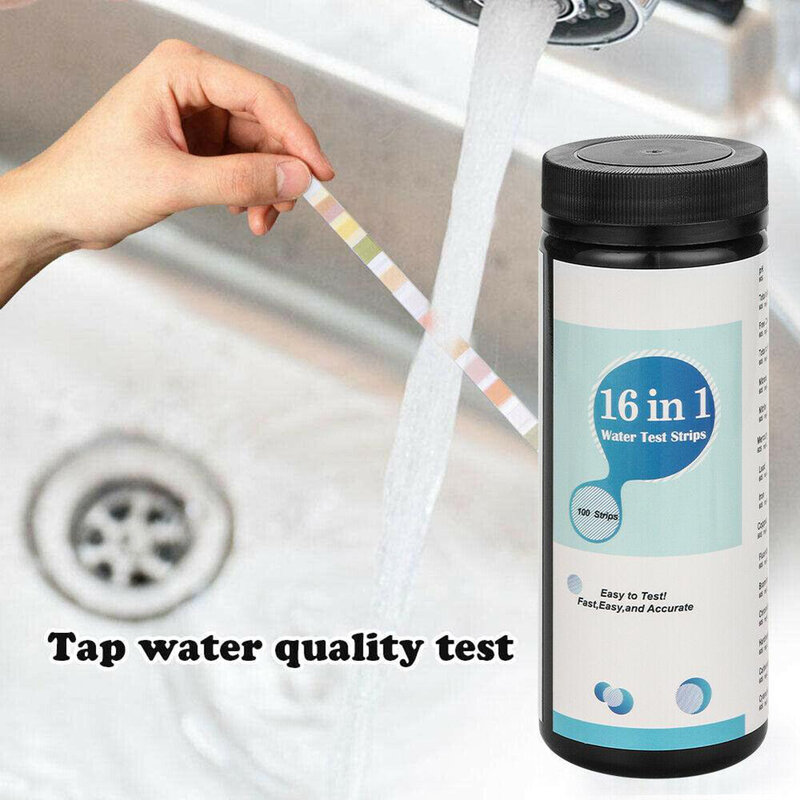 Kit de prueba de agua potable 16 en 1, tira para comprobar la calidad del agua, para piscina de pecera, prueba de calidad del agua para el hogar