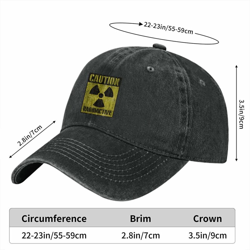 Caution Radioactive,  Sign With Radiation Symbol Baseball Cap Men Hats Women Visor Protection Snapback Radiation Symbol Caps
