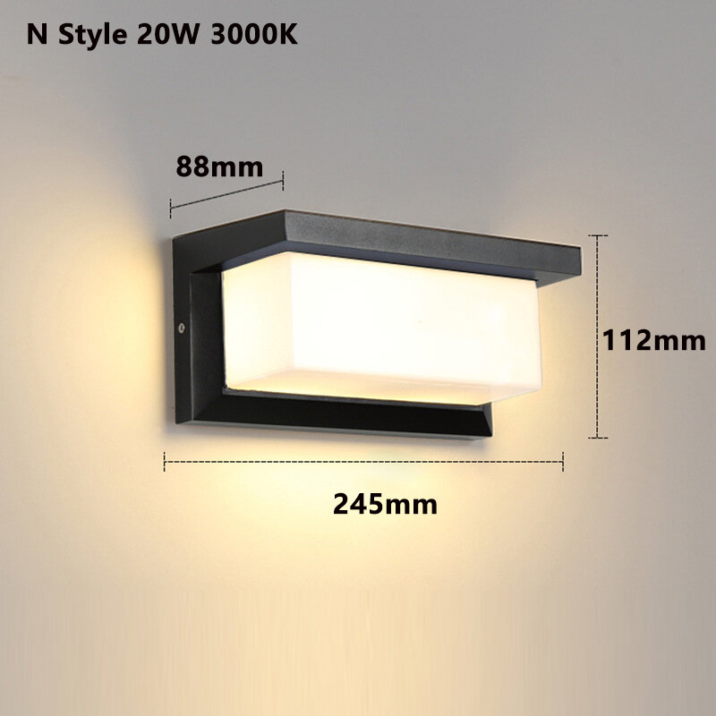 Lampu luar ruangan LED tahan air IP65 lampu dinding Sensor gerak lampu teras AC85-265V lampu taman balkon lampu dinding luar ruangan