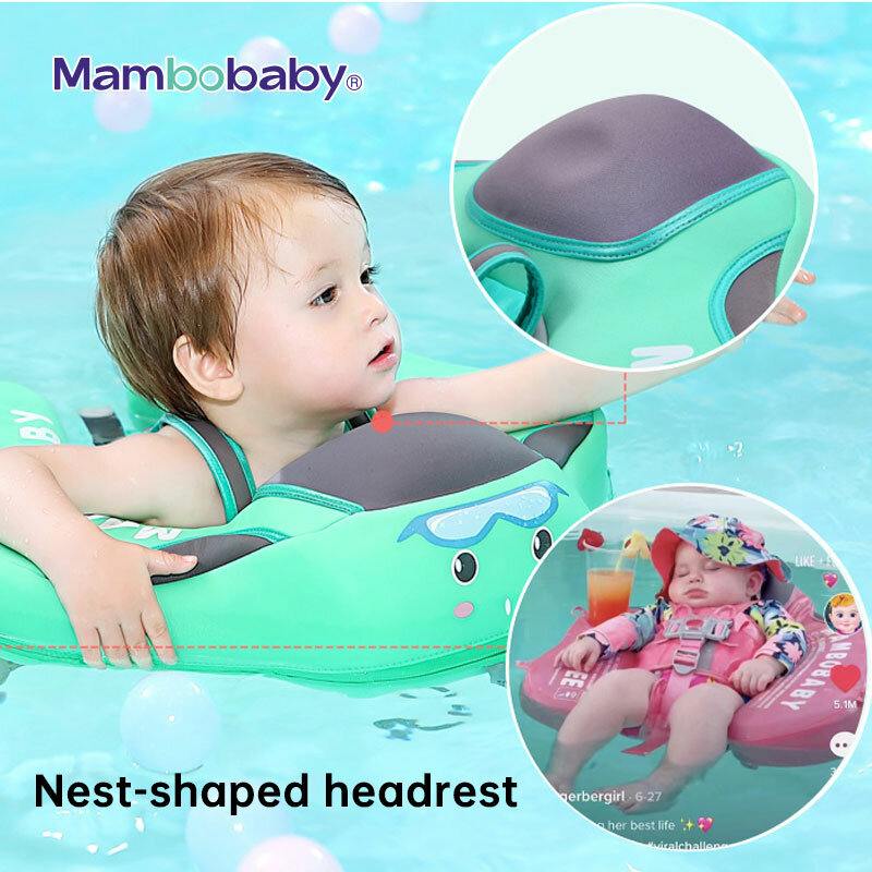 Mambobaby Solid Non-inflatable Baby Swimming Float With Canopy Newborn Lying Ring Pool Toys Infant Swim Trainer Floater Dropship