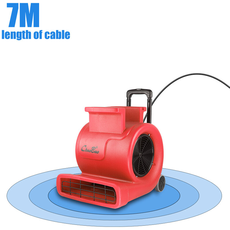 Essiccatore da pavimento rosso ventilatore industriale commerciale a tre velocità personalizzabile ad alta potenza forte attrezzatura per la deumidificazione del tappeto
