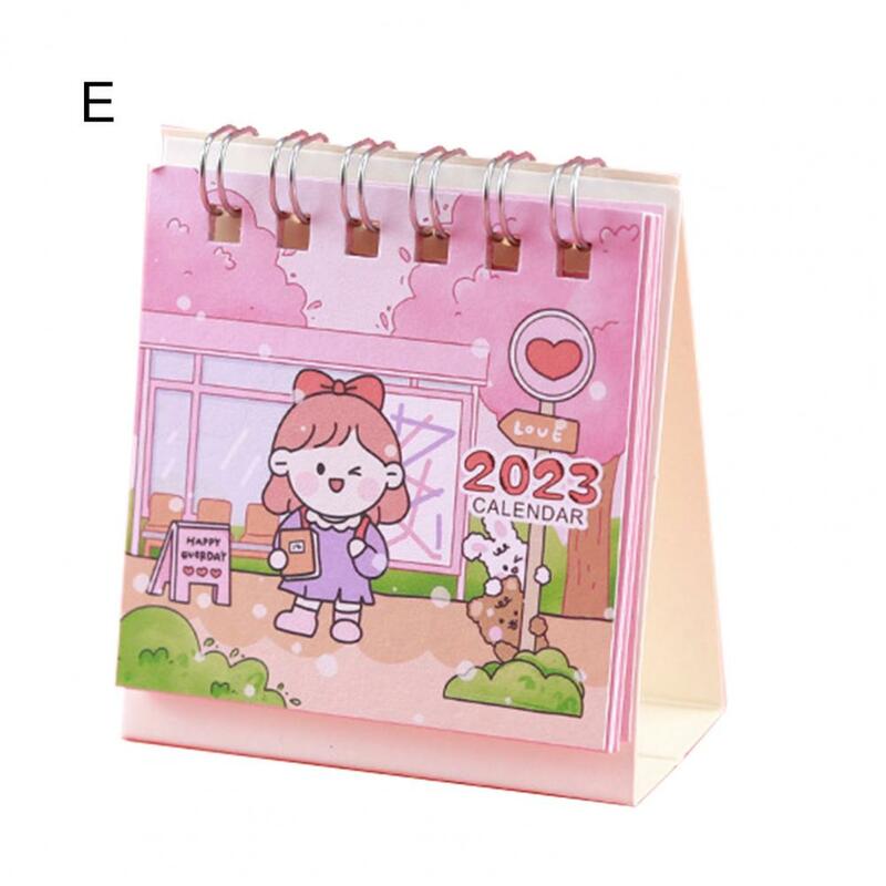 Pratico eco-friendly dal 2022 al 2023 Cute Cartoon Girl Pattern Mini Desk Calendar forniture per ufficio