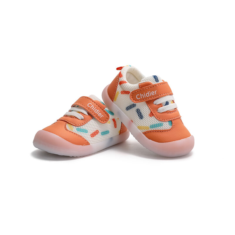 Sepatu bayi balita lelaki perempuan, sneaker jala bernafas usia 1-2 tahun, sol lembut anti selip