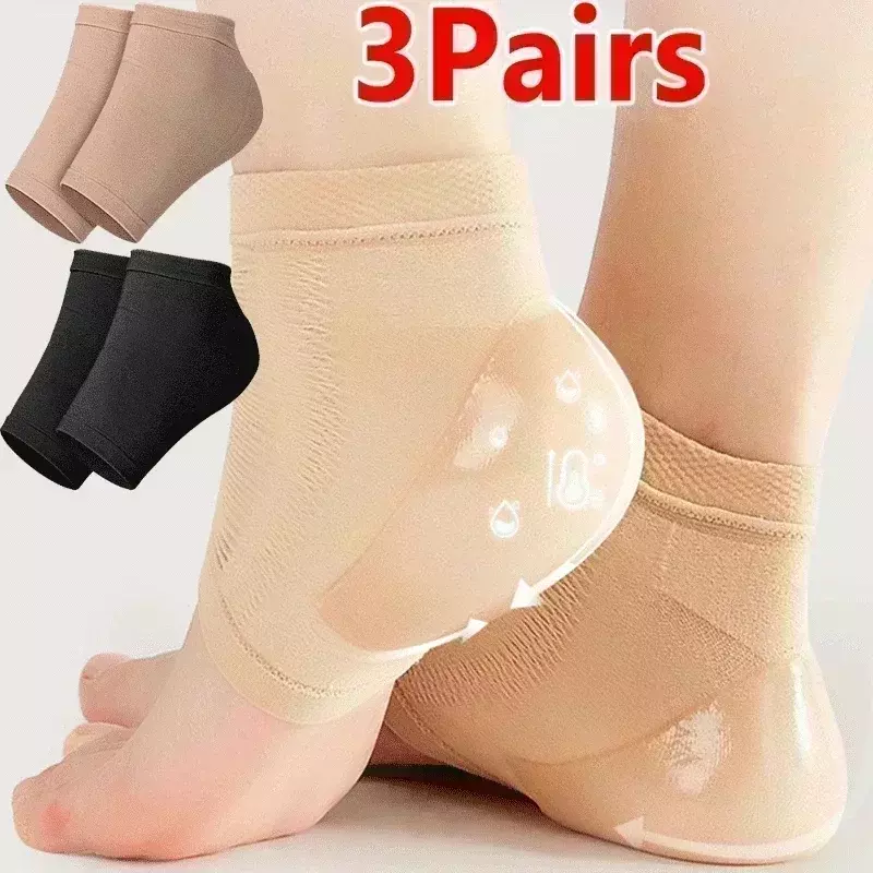 Calcetines de silicona para el talón, tela elástica antigrietas para aliviar el dolor de los pies, Protector de talón, cojín de reparación de la piel, calcetines de media yarda