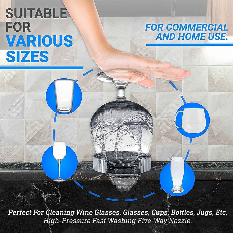 Automatic Cup Washer Glass Rinser, Ferramenta de limpeza para pias de cozinha Bar Coffee Shop, Lavadora de limpeza, Rinser