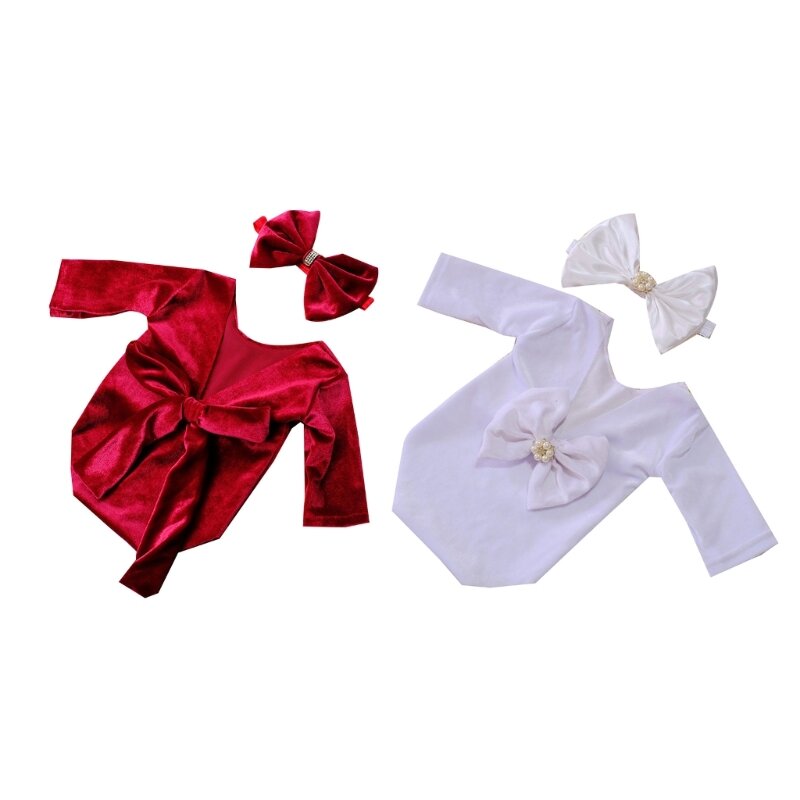 Costume da neonato Pagliaccetto senza schienale con corda per capelli 0-2M Servizio fotografico per bambini in P31B