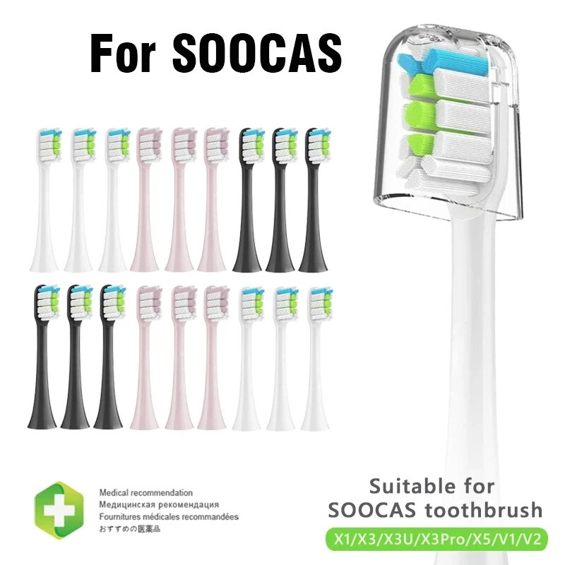 سونيك فرشاة الأسنان الكهربائية رؤساء ل شاومي SOOCAS ، استبدال الفوهات مع مكافحة الغبار غطاء ، رئيس الخشن ، X3 ، X5 ، X3U ، X1 ، V1 ، V2