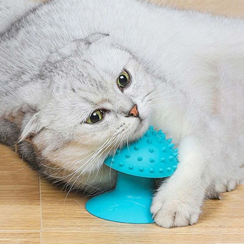 Rubber Pet Cat Comb with Suction Cup Granular Durable Pet Cat Horn Brush Massage Beauty Instrument Pet Cat Massager