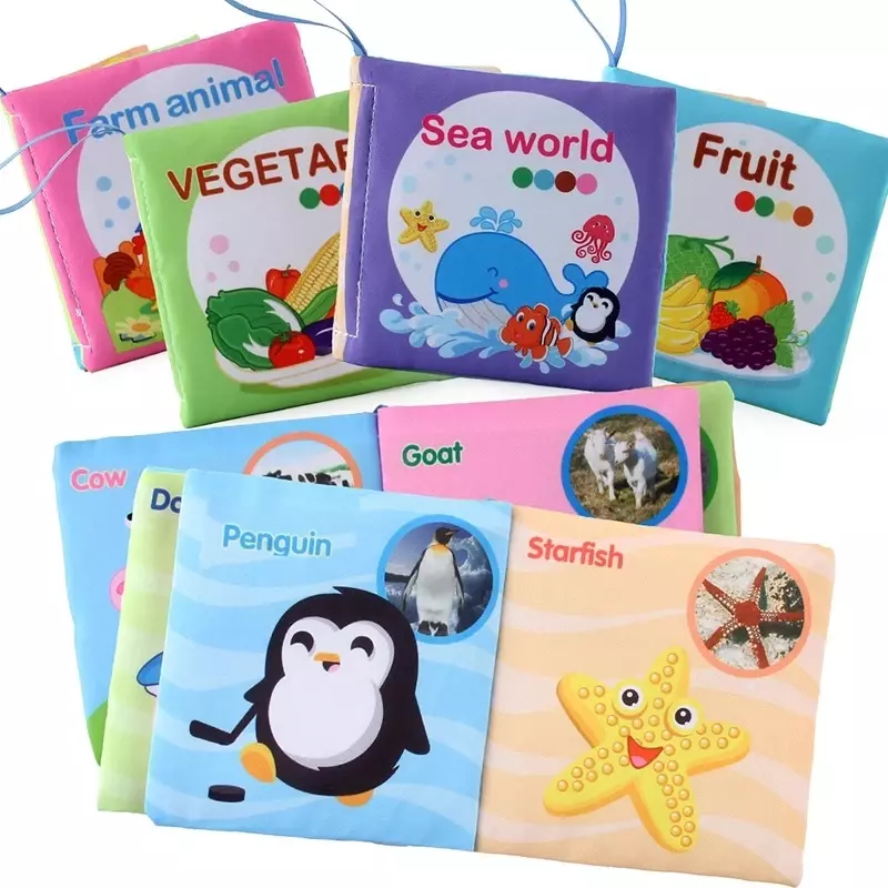 Тканевые книжки для младенцев 0-12 месяцев, Обучающие тканевые книжки для раннего обучения младенцев, развивающие познавательные игрушки-головоломки для чтения для новорожденных
