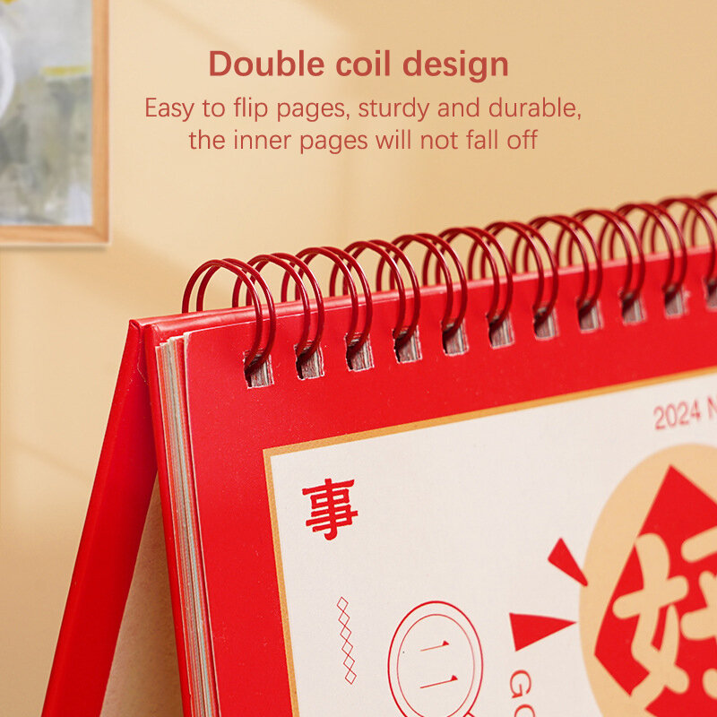 2024 New Calendar Cartoon Cute Calendar Desktop Planner Notepad Coil Calendar Book Stationery Office School Supplies