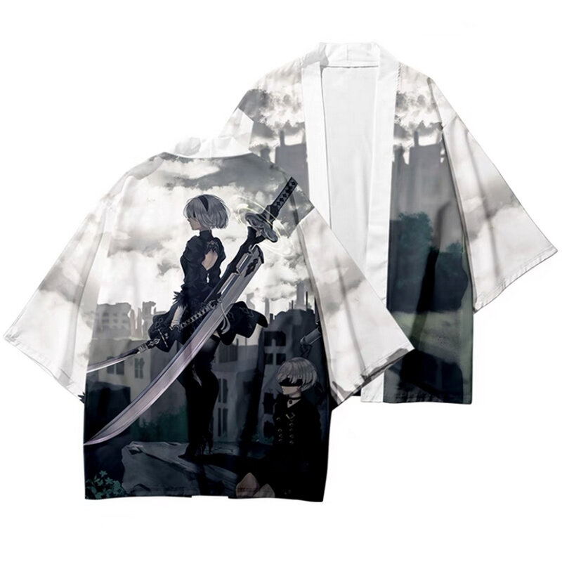 เกม NieR:Automata ชุด YoRHa No. 2ประเภท B Kimono เสื้อคลุมผ้าชีฟองเสื้อยืดคอสเพลย์เสื้อคลุมสำหรับ Unisex แฟชั่นชุด