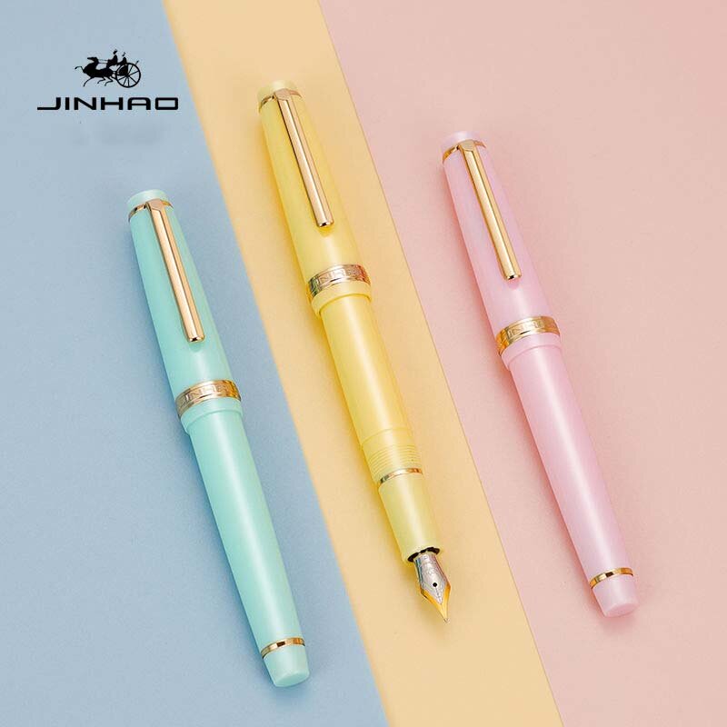 Jinhao-82 Caneta-tinteiro, Caneta de tinta acrílica, Golden EF Nib, Office Business Supplies, Elegante Caneta Escrita