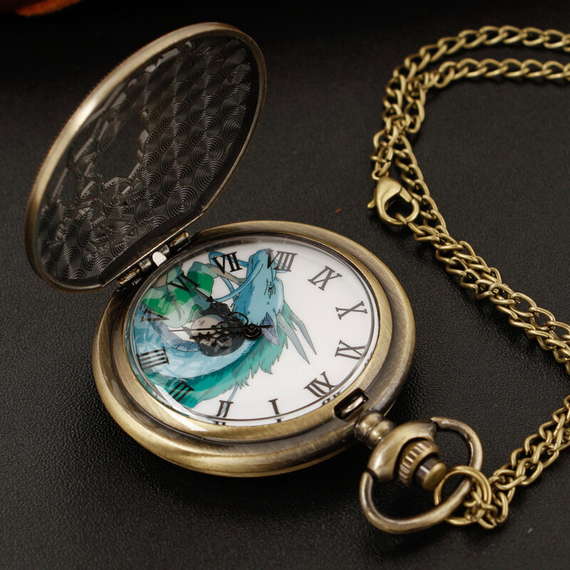 Fiabe classiche e popolari Princess White Horse Emblem Hollow orologio da tasca al quarzo collana Unisex ciondolo regalo per bambini