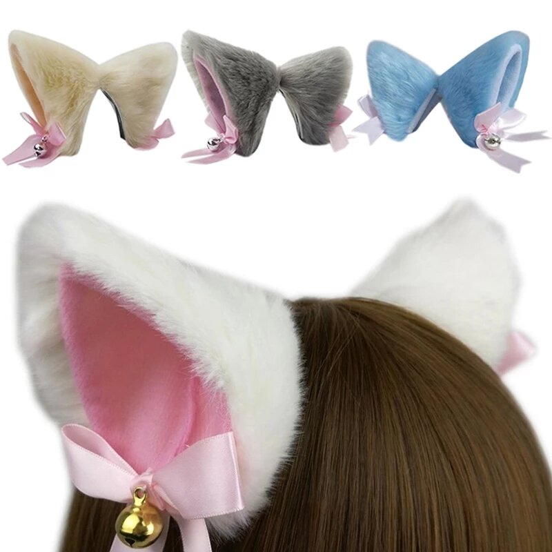 Diadema con orejas de gato para niña, 1 Juego de guantes de garra, disfraz de Cosplay de Anime, campana de felpa, diadema de oreja de piel de gato, diademas de Club de fiesta nocturna