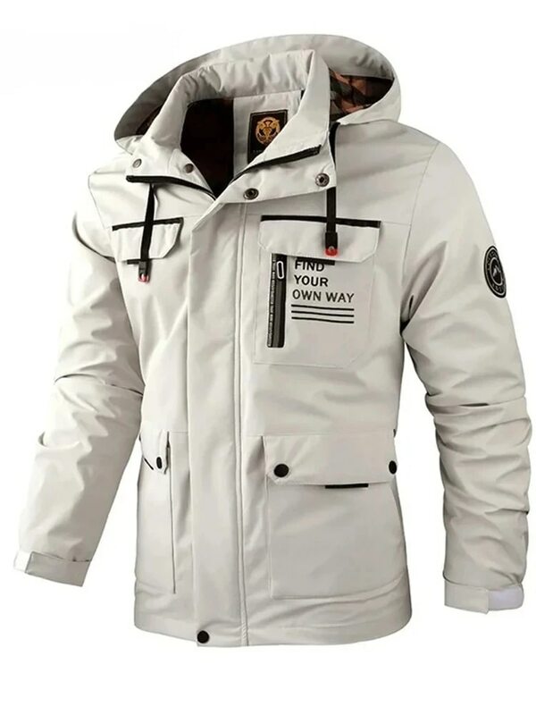 Jaket penahan angin bertudung pria, jaket mantel tahan air luar ruangan Soft Shell musim dingin hangat ukuran Plus