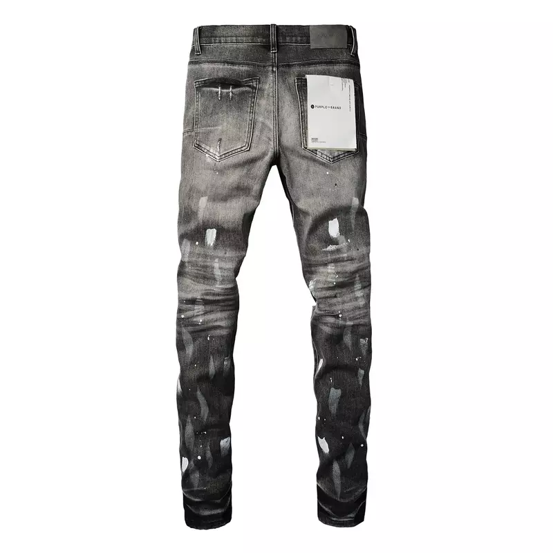 2024 New Purple Brand jeans with high street distressed paint repair low raise Skinny Denim pants