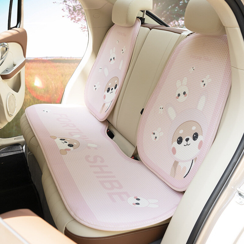 Sarung kursi depan mobil bantal bawah belakang Aksesori anjing merah muda lucu kartun pelindung dekorasi Universal untuk Honda vw ford