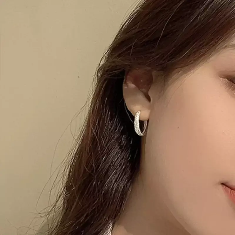Girls Silver Color Hot Sale Korean Geometric Hoop Earrings Simple Temperament Exquisite Hot Semale Sexy Jewelry Gift
