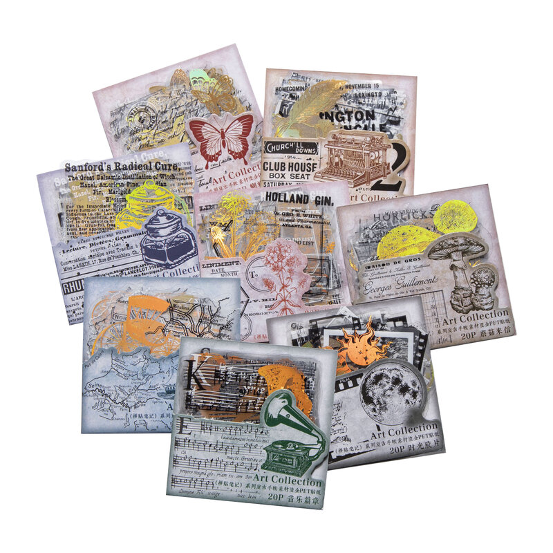 8packs/LOT Collage Notes series retro message PET sticker