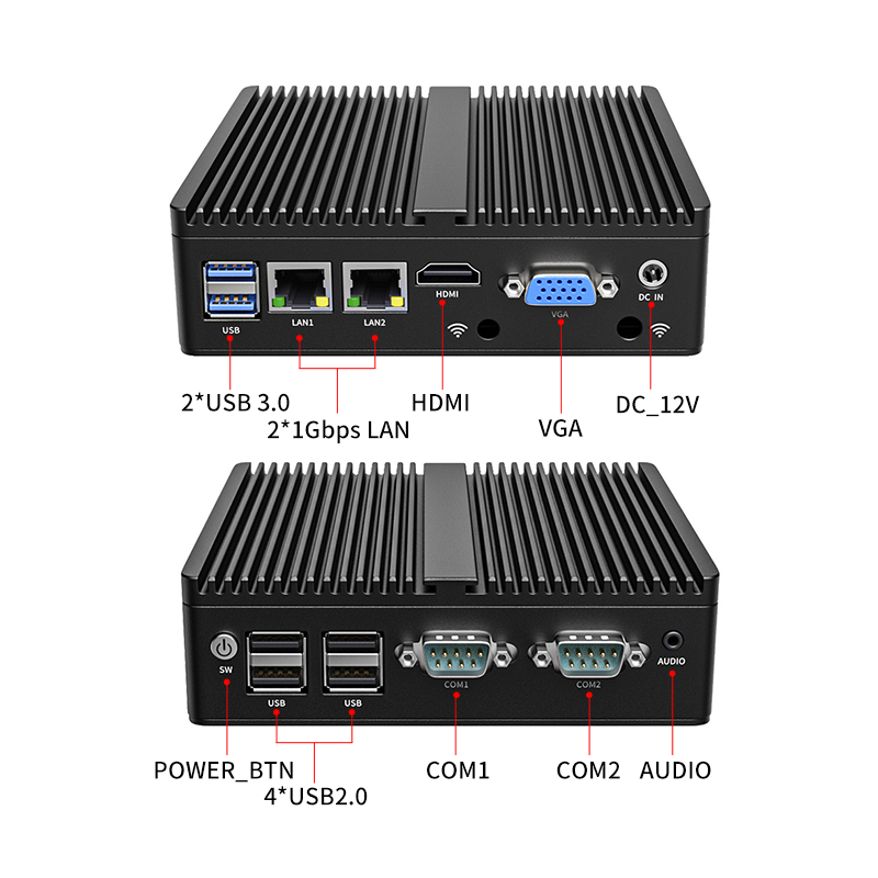 Mini PC IPC Computador Industrial, Processador Intel Celeron, N2810, N2840, N2940, J1900, 2 LAN, 2 COM, USB 3.0, OEM, ODM Manufactor, BKHD 2023
