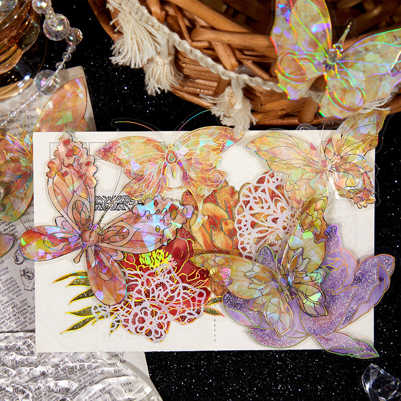 6 paczek/partia kryształowych motyli z serii retro dekoracyjna naklejka dla zwierząt