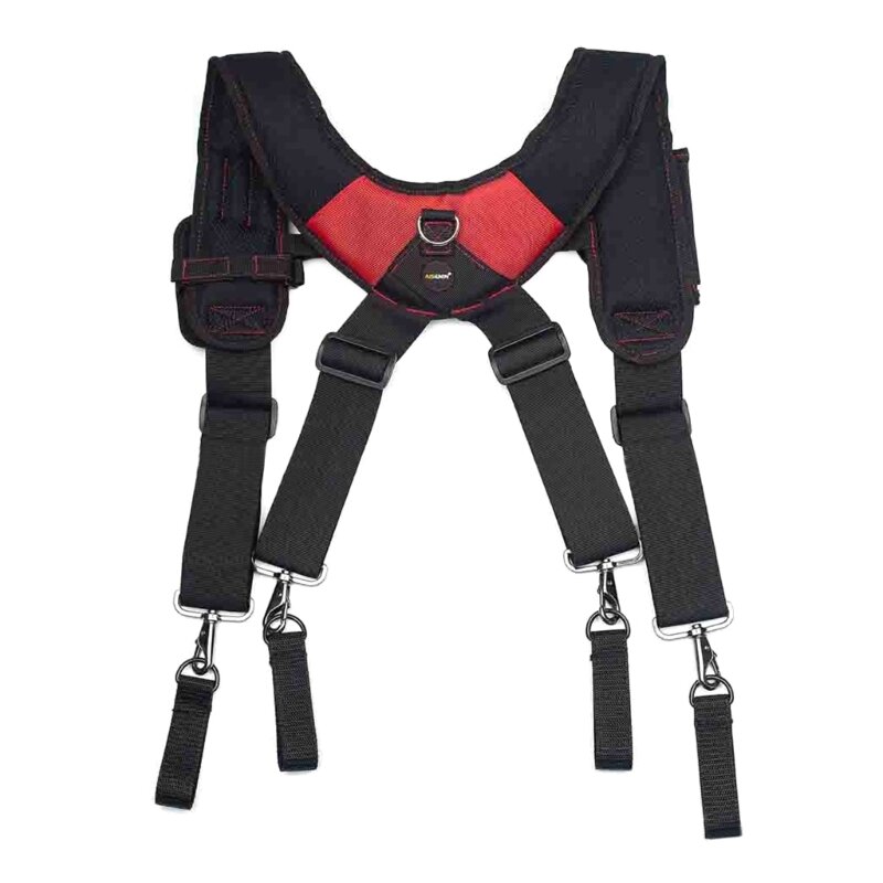 Tool Belt Suspenders Work Suspenders Flexible Adjustable Straps with Moveable Padded Shoulders with 4 Loop Attachments