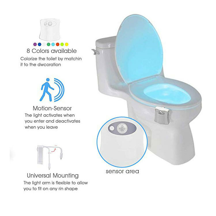 ZK50-LED Toilet Sensor Light, Hanging Body Sensor, Toilet Lid Light, Bateria Não Incluída, 3 Baterias AAA, 8 Cores, 16 Cores