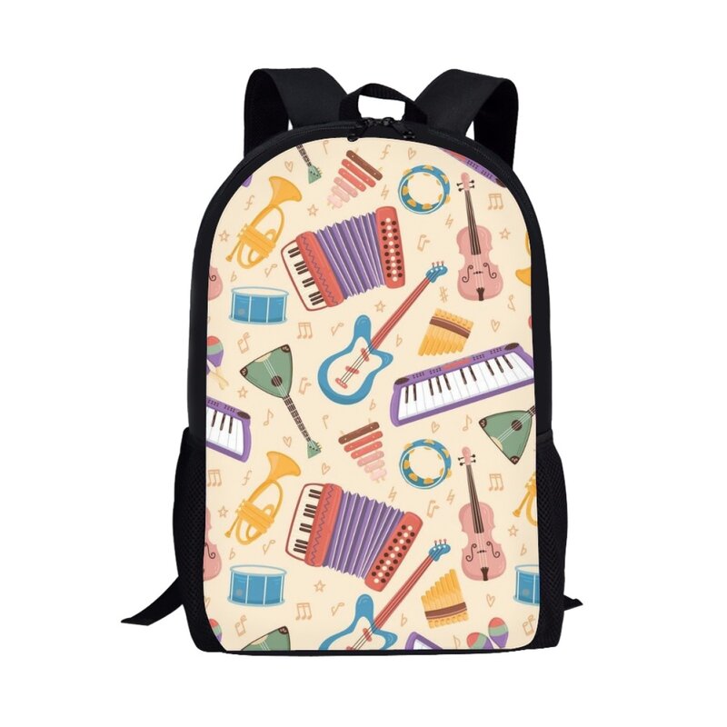 Cartoon Musical Instrument Design adolescenti borsa da scuola per studenti zaino Casual quotidiano ragazzi ragazze borsa per libri zaino da viaggio