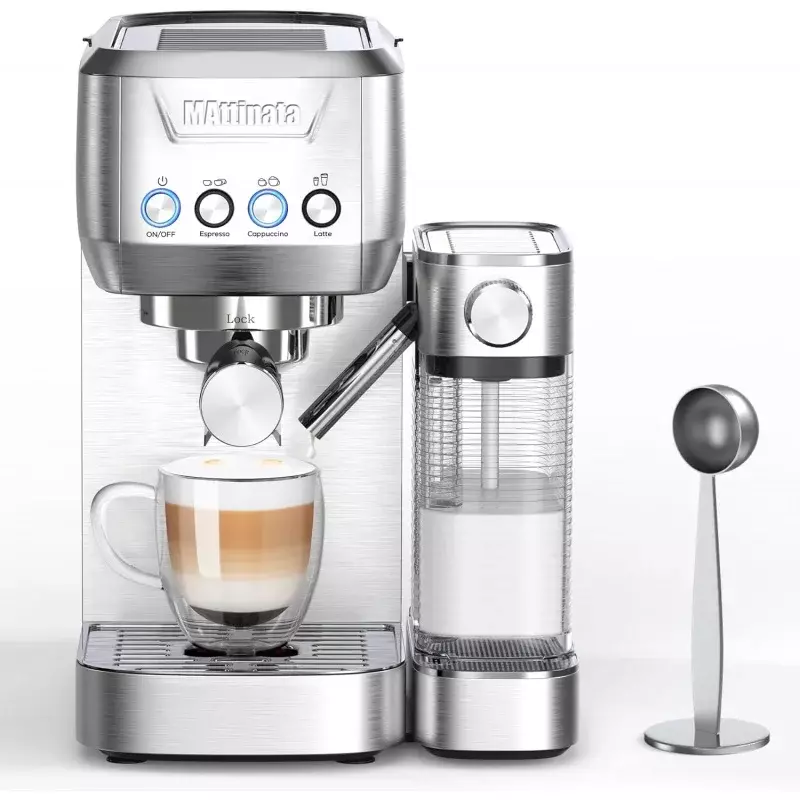 Máquina de café expreso para el hogar, máquina de café con Espumador de leche automático, máquina de café con doble pared y a, 20 Bar