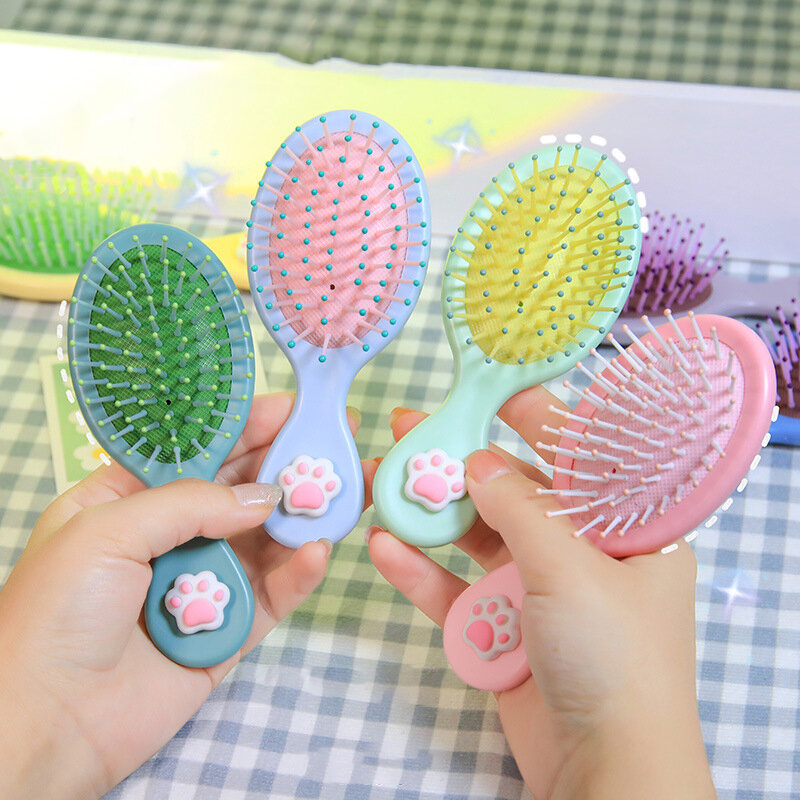 Massage Portable Untangling Home Bath Hairbrush Cute Candy Color Cat Claw Bow Anti-screw Hair Brush Comb for Women Baby Things