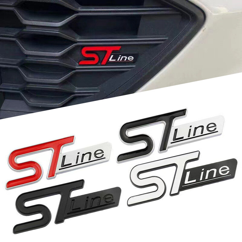 Linha ST Metal Logo Car Front Grill Trunk Emblema, Adesivo Acessórios para Ford Kuga, MK3, MK2, MK4, S Max, Focus, Puma, Fiesta