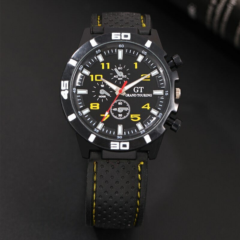 Reloj Hombre 남성용 스포츠 시계, 클래식 블랙 실리콘 럭셔리 레이싱 비즈니스 캐주얼 쿼츠 손목시계, 패션