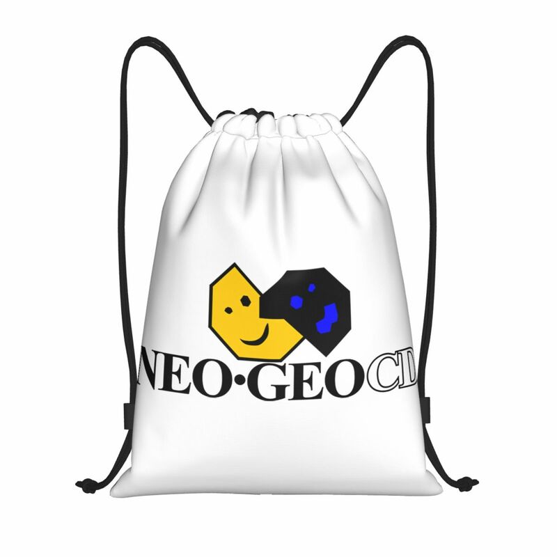 Mochila com cordão para homens e mulheres, logotipo Neo Geo, saco esporte ginásio, Neogeo dobrável, jogo arcade, saco de treino