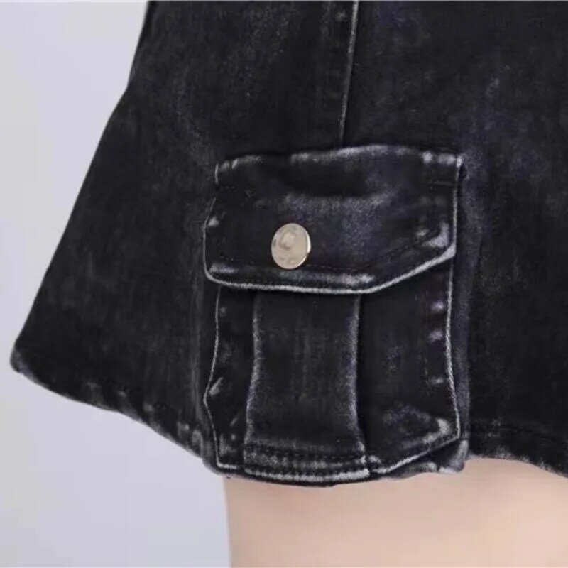 JMPRS Ins Harajuku Mini gonna a vita bassa con cintura donna Sexy gonne di jeans con fusciacca nera donna Punk Grunge Clubwear Mujer