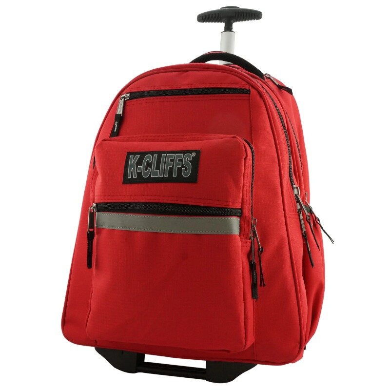 Unisex Heavy Duty Rolling Backpack, Mochila escolar com rodas, Listra reflexiva, preto, segurança