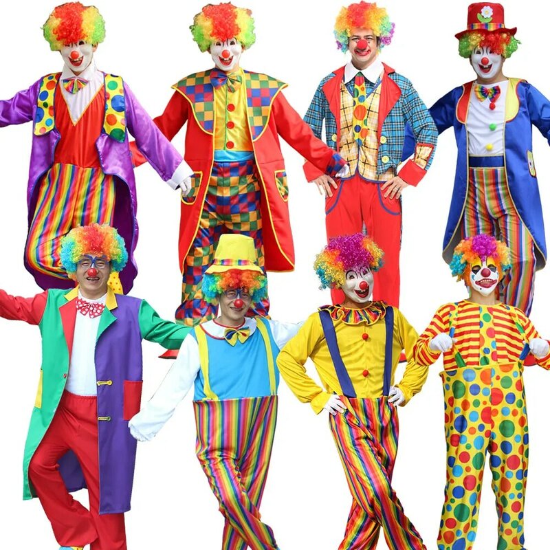 Costume de clown LYus drôle d'Halloween pour hommes, combinaison de cosplay de fête de carnaval, habillage sans perruque, adulte